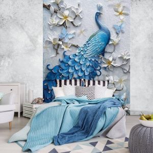 1113592 φωτοταπετσαρια τοιχου 3D παγωνι