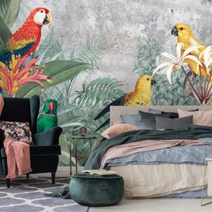 13646 φωτοταπετσαρια τοιχου παπαγαλοι