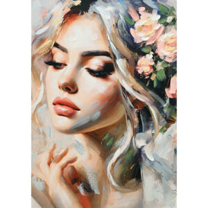 ΠΙΝΑΚΑΣ ΚΑΜΒΑΣ ΜΠΕΖ ΟΜΟΡΦΗ ΓΥΝΑΙΚΑ ΜΕ ΛΟΥΛΟΥΔΙΑ ΣΤΟ ΚΕΦΑΛΙ 70x100CM 8/KIB Κωδικός: 16-30166 ΜΧ :2421 70