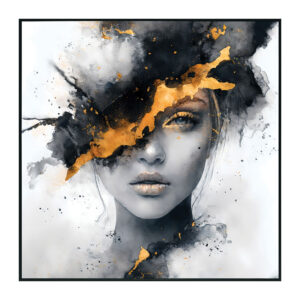 ΠΙΝΑΚΑΣ ΚΑΜΒΑΣ ΑΣΠΡΟΜΑΥΡΟ ΜΙΣΟ ΠΡΟΣΩΠΟ ΓΥΝΑΙΚΑΣ ΜΕ ΧΡΥΣΗ ΛΕΠΤΟΜΕΡΙΑ 82x82CM 6/KIB Κωδικός: 16-30170 ΜΧ :2423 70