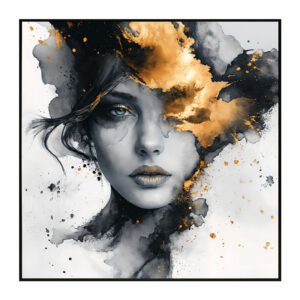 ΠΙΝΑΚΑΣ ΚΑΜΒΑΣ ΑΣΠΡΟΜΑΥΡΟ-ΧΡΥΣΟ ΜΙΣΟ ΠΡΟΣΩΠΟ ΓΥΝΑΙΚΑΣ ΜΕ ΧΡΥΣΗ ΛΕΠΤΟΜΕΡΙΑ 82x82CM 6/KIB Κωδικός: 16-30171 ΜΧ :2423 70