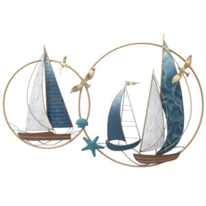 ΜΕΤΑΛΛΙΚΟ ΔΙΑΚΟΣΜΗΤΙΚΟ ΤΟΙΧΟΥ 2 ΚΥΚΛΟΙ ΜΕ ΚΑΡΑΒΙΑ, ΚΟΧΥΛΙΑ ΚΑΙ ΠΟΥΛΙΑ - 97.2x63.5x4.4cm 4/ΚΙΒ Κωδικός: 15-94953 ΜΧ :2439 10