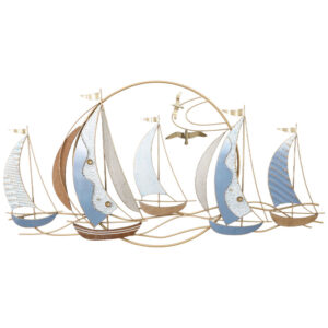 ΜΕΤΑΛΛΙΚΟ ΔΙΑΚΟΣΜΗΤΙΚΟ ΤΟΙΧΟΥ ΣΤΡΟΓΓΥΛΟ 5 ΚΑΡΑΒΙΑ ΣΕ ΚΥΜΑΤΑ - 113.7x59.1x4.4cm 4/ΚΙΒ Κωδικός: 15-94970 ΜΧ :2447 00