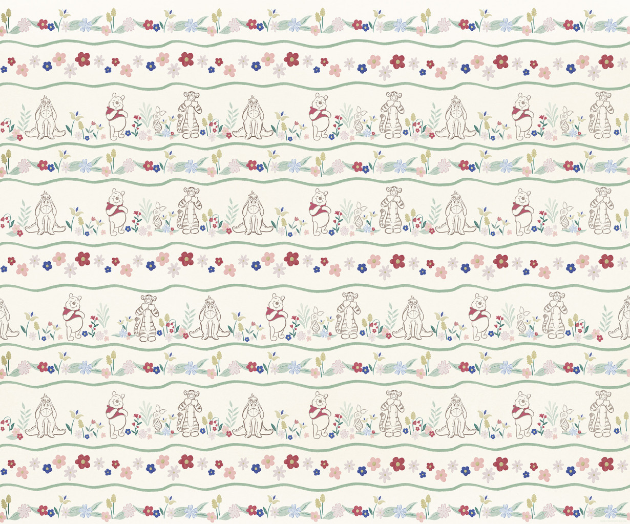 Ψηφιακά εκτυπωμένη φωτοτοιχογραφία, 300 x 250 εκ. Ψηφιακά εκτυπωμένη φωτοτοιχογραφία "Disney Winnie the Pooh Friends in Garden" DX6-237