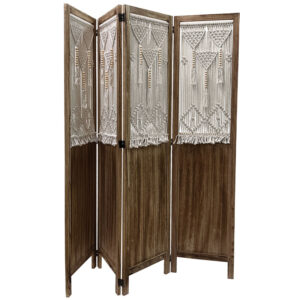 ΠΑΡΑΒΑΝ ΞΥΛΙΝΟ ΦΥΣΙΚΟ ΚΑΦΕ & ΕΚΡΟΥ ΜΑΚΡΑΜΕ ΒΑΜΒΑΚΕΡΟ ΠΛΕΚΤΟ ME ΧΑΝΤΡΕΣ - 160(4x40)x170cm 1/KIB Κωδικός: 19-26223 ΜΧ :2498 20