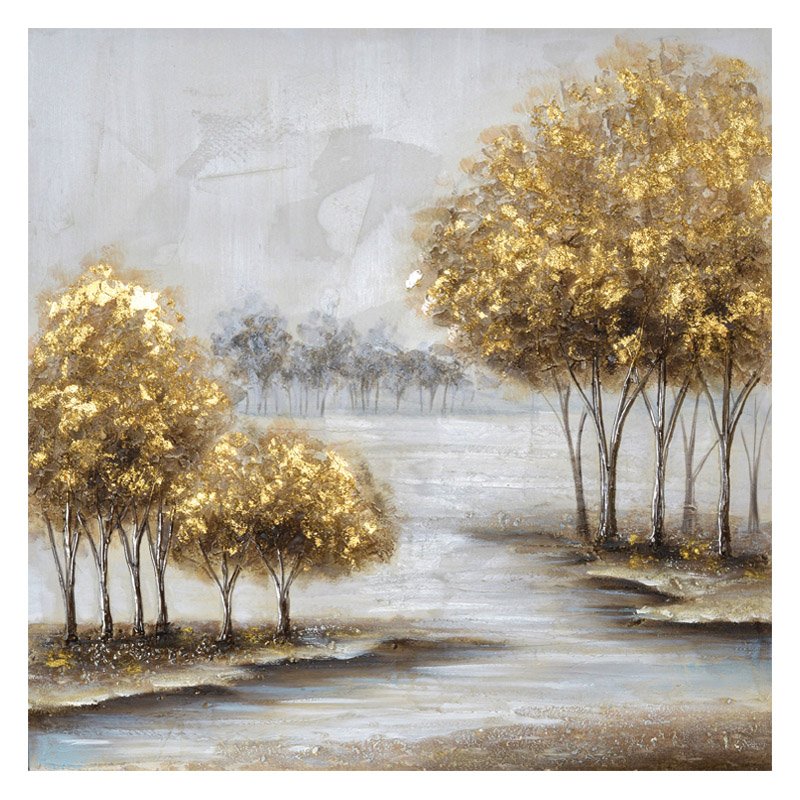 ΠΙΝΑΚΑΣ ΚΑΜΒΑΣ ΔΕΝΤΡΑ ΧΡΥΣΑ ΣΕ ΠΟΤΑΜΙ - 80x80cm 6/KIB Κωδικός: 16-23526 ΜΧ :2424 60